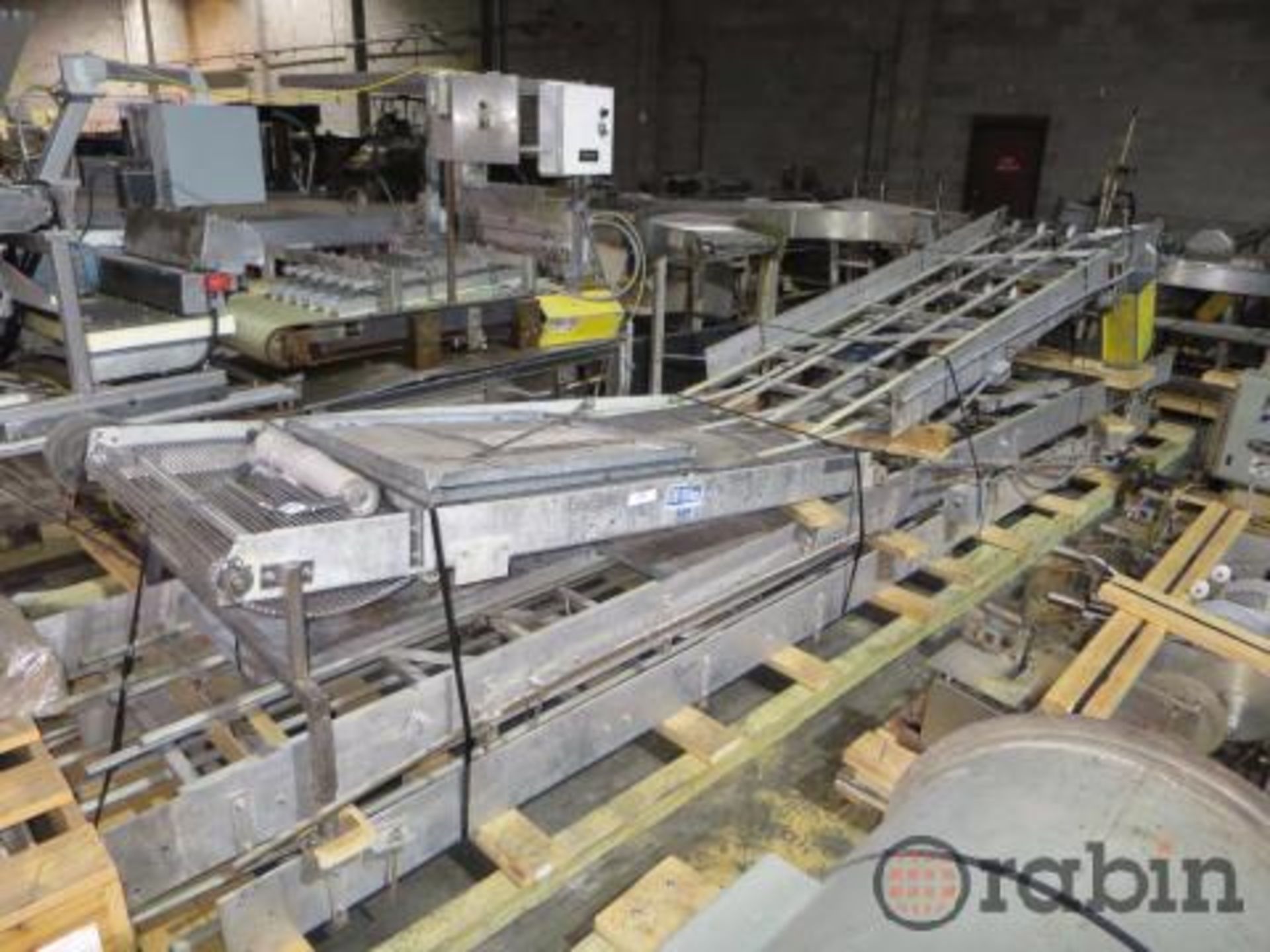 Lot of aluminium framed conveyor including, 24" x 14' section, with 6" x 14' section on one skid,