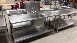 1800mm single sink, undershelf, pre-wash tap