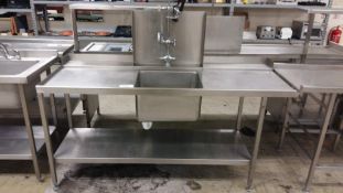 1800mm single sink, double drainer, undershelf, pre-wash tap
