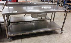 1800mm prep table, undershelf, catering can opener