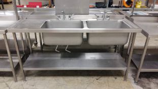 1800mm double sink, single drainer, undershelf
