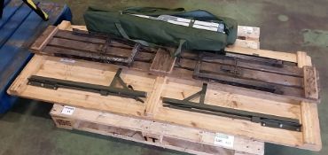 Trestle Table, bench, 2x fold up stretchers in carry bags