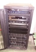 Stage server rack including - RCF PR4092 panel, Marantz 5 disc cd changercCC4001, Audio Te