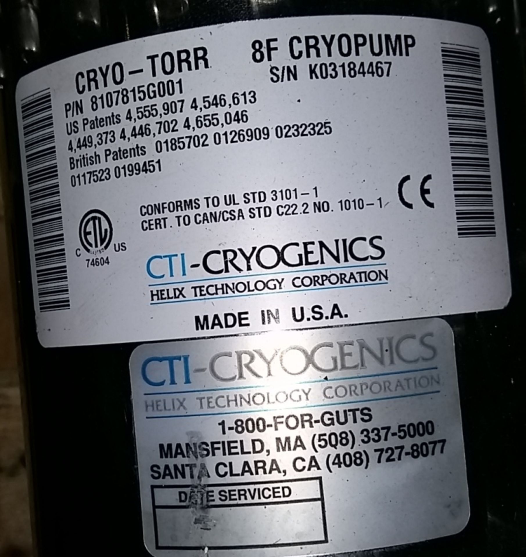 CTI Cryogenics Cryo-Tour 8F Cryopump - Image 2 of 7