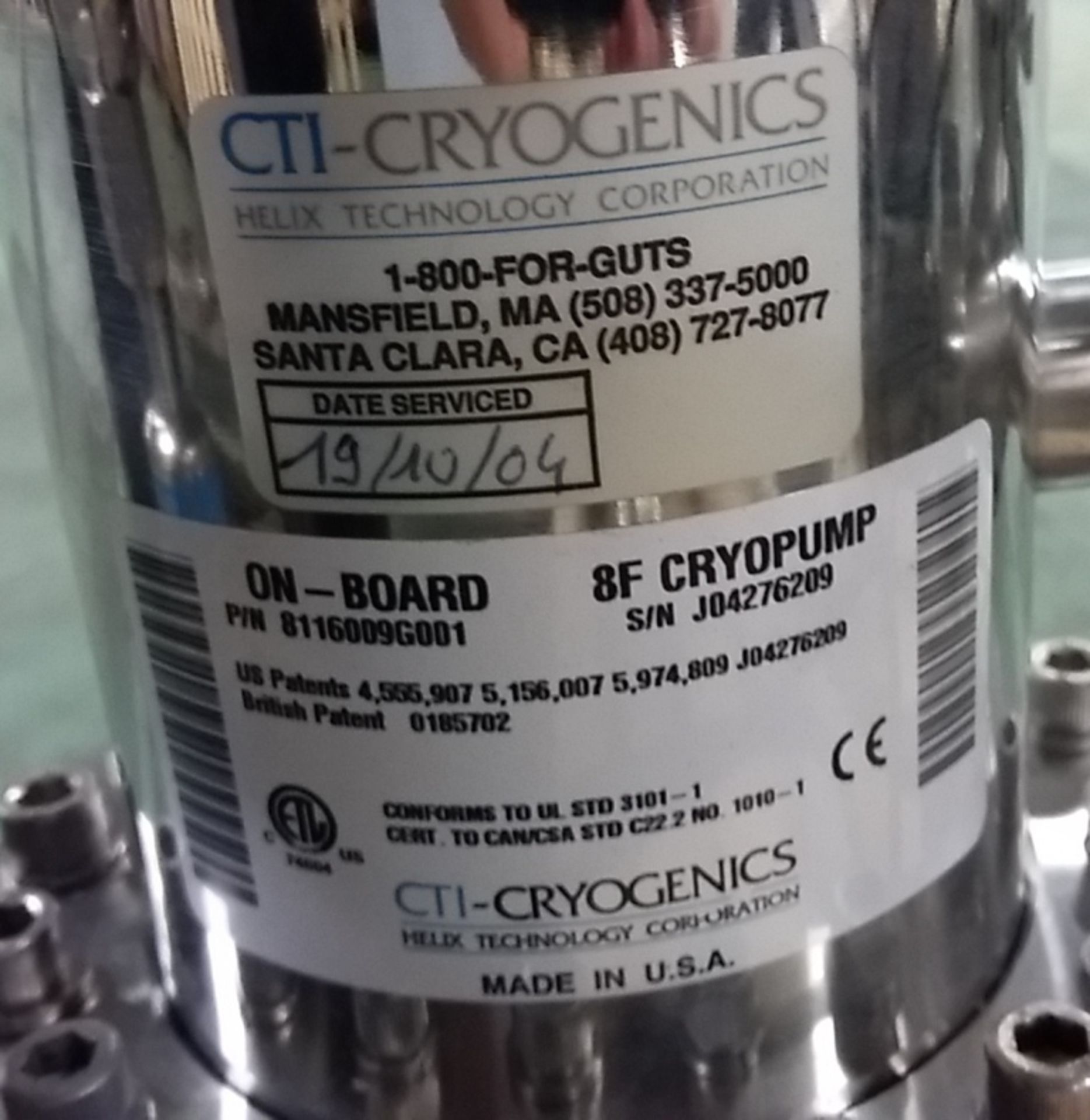 CTI Cryogenics On Board 8F Cryo pump - Image 7 of 8