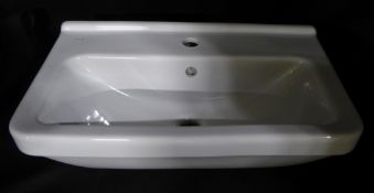 2 x Vitra S50 60cm 1 Taphole Compact Washbasin, White, 5342L003-0999