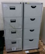 2x Metal 4 drawer filing cabinets (no keys)