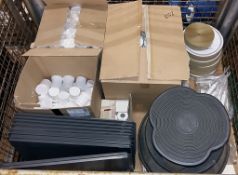 Kik steps, foam tape, plastic containers, storage box lids