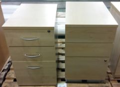 2x 3 drawer wooden cabinets