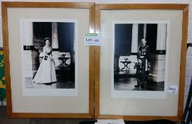 2x Framed pictures of Queen Elizabeth & Prince Phillip