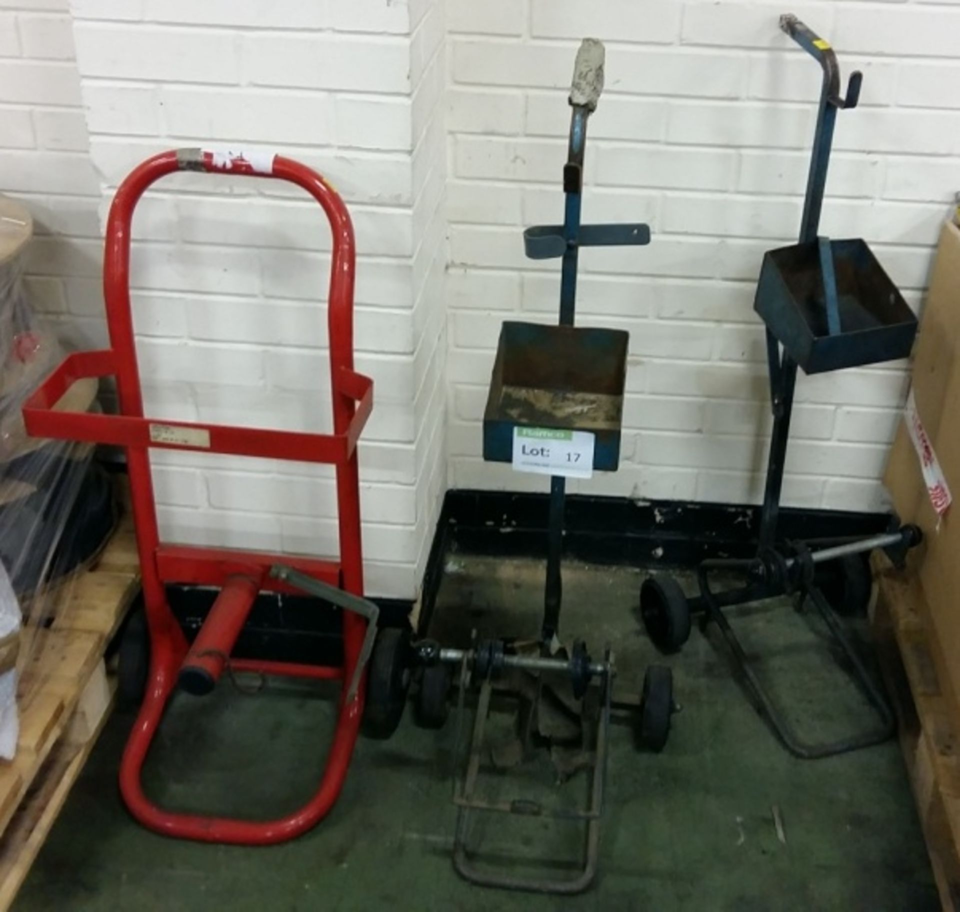3x Pallet strapping trollies