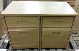 2x 2 drawer wooden cabinets