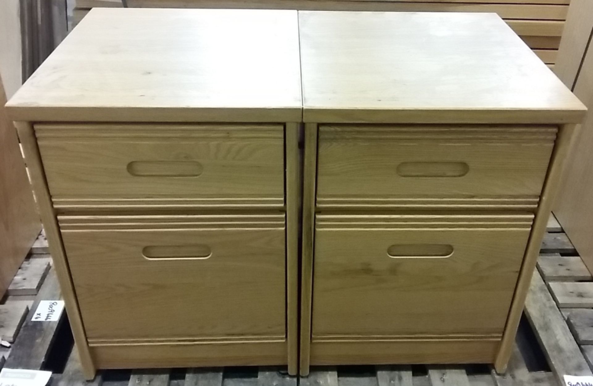 2x 2 drawer wooden cabinets