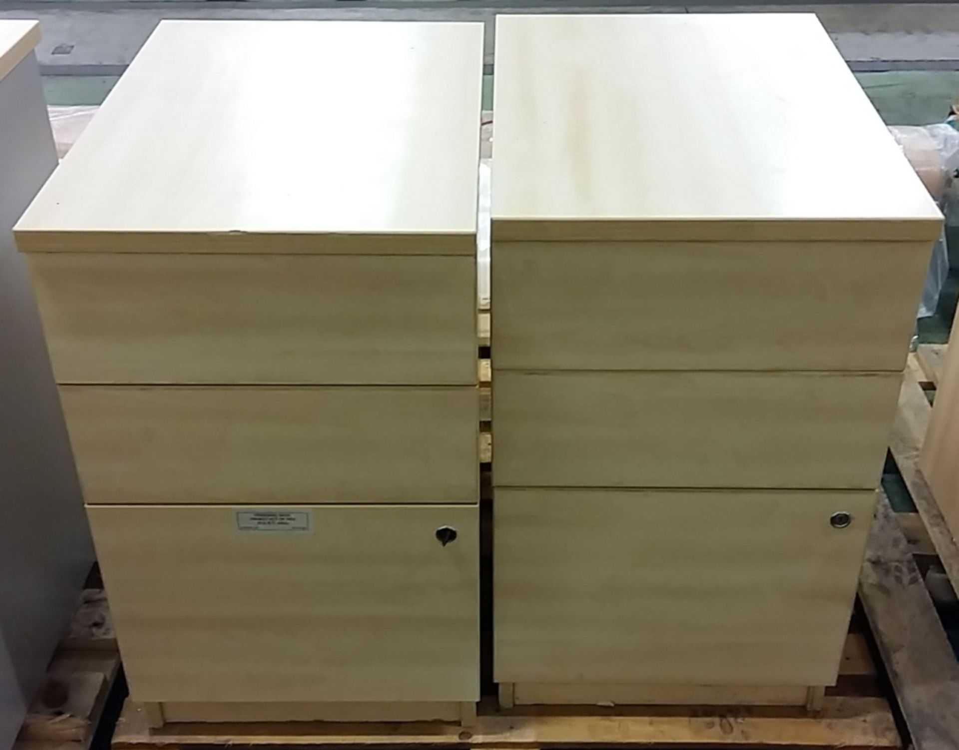 2x 3 drawer wooden cabinets
