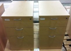 2x 3 drawer wooden cabinets