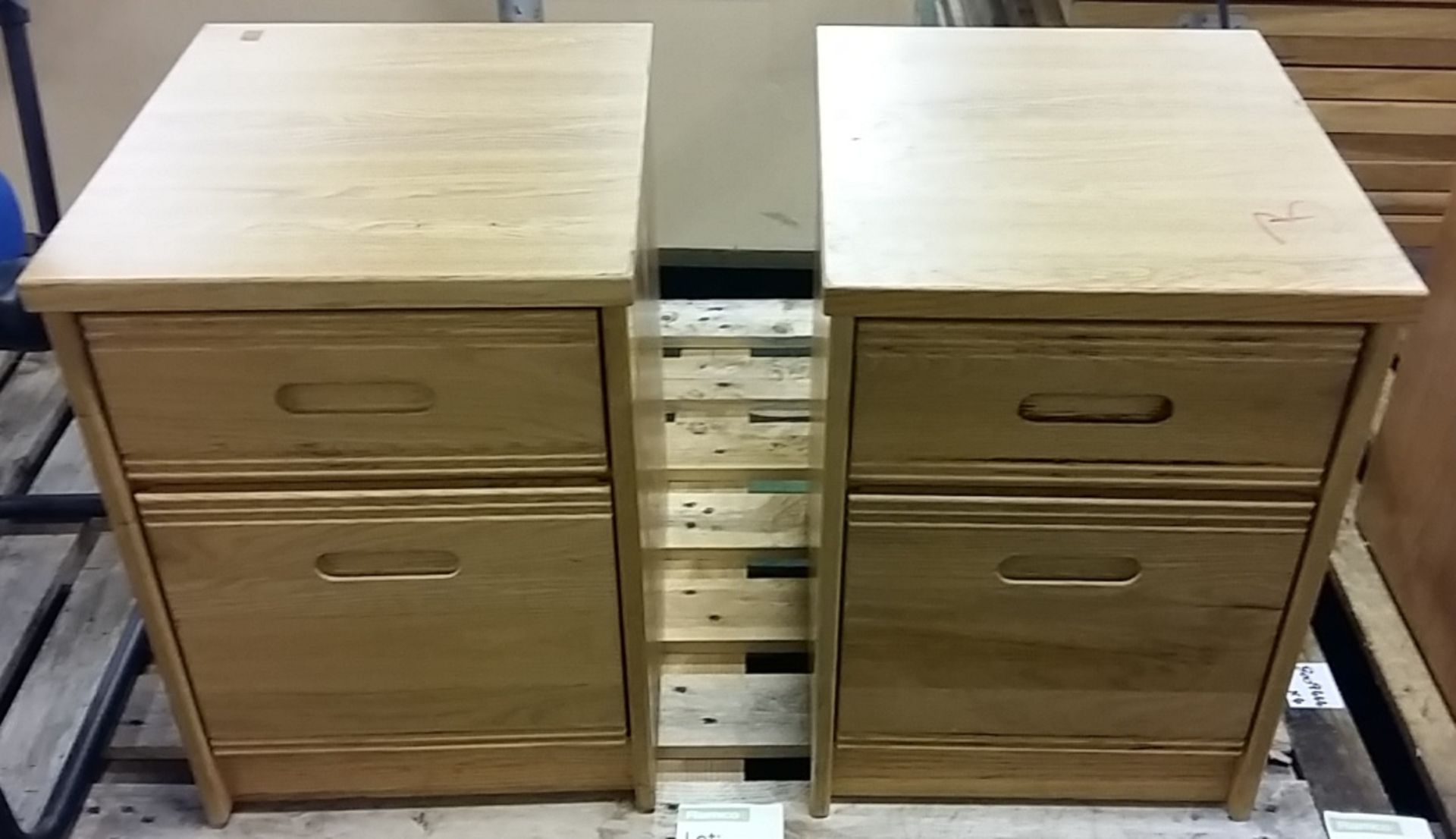 2x 2 drawer wooden cabinets