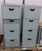 2x Metal 4 drawer filing cabinets (no keys)