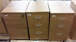 3x 3 drawer wooden cabinets