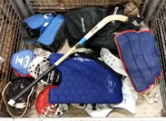 Hockey equipment - Masks, pads, stick