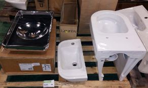 1 x Vitra Rectangular 60cm Basin & 1 x Laufen Cloakroom 50cm Basin & 1 x Laufen Form WC