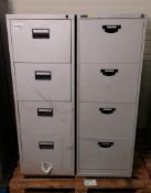 2x Metal 4 drawer filing cabinets (no keys)