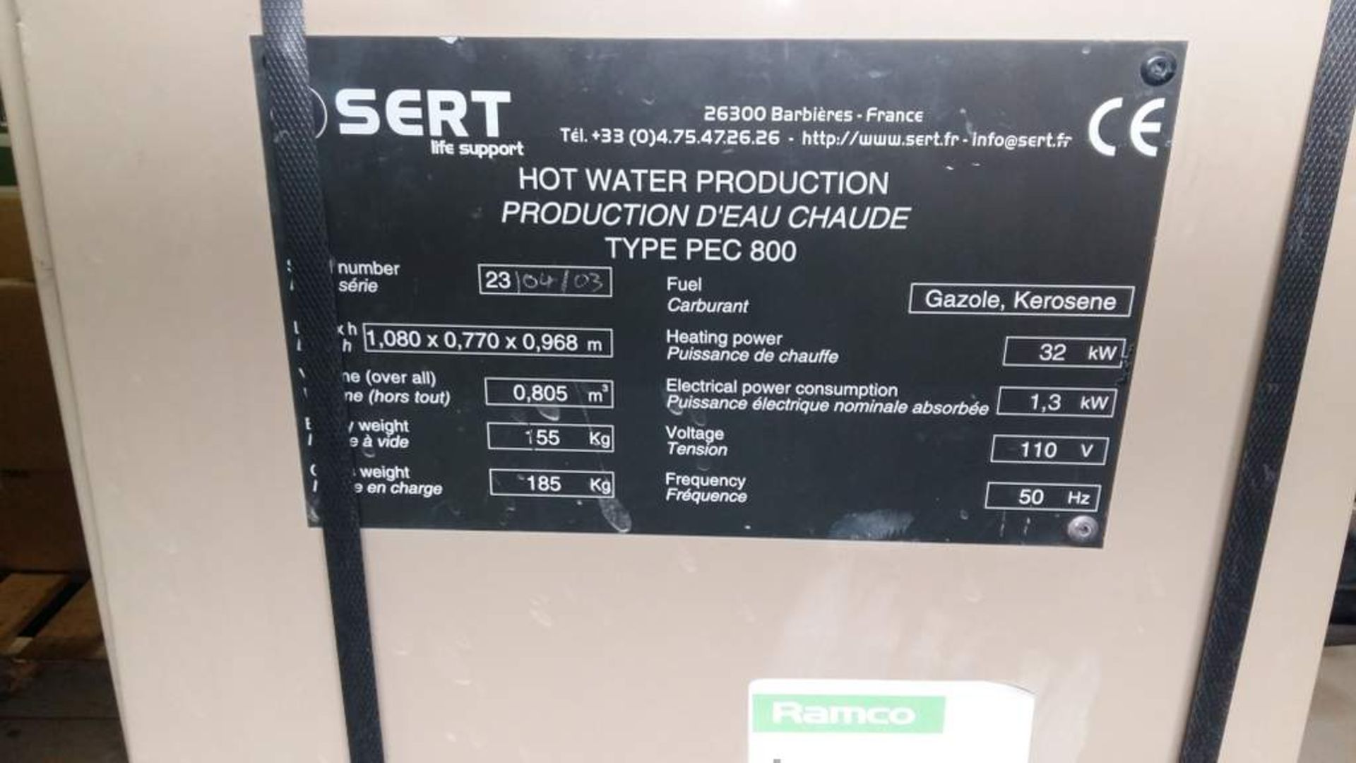 Sert Hot Water Production, Petrol Field Generator - 110V,1.3KW,50HZ - Heating Power: 32KW - Image 2 of 4