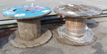 2x Empty wooden cable drums