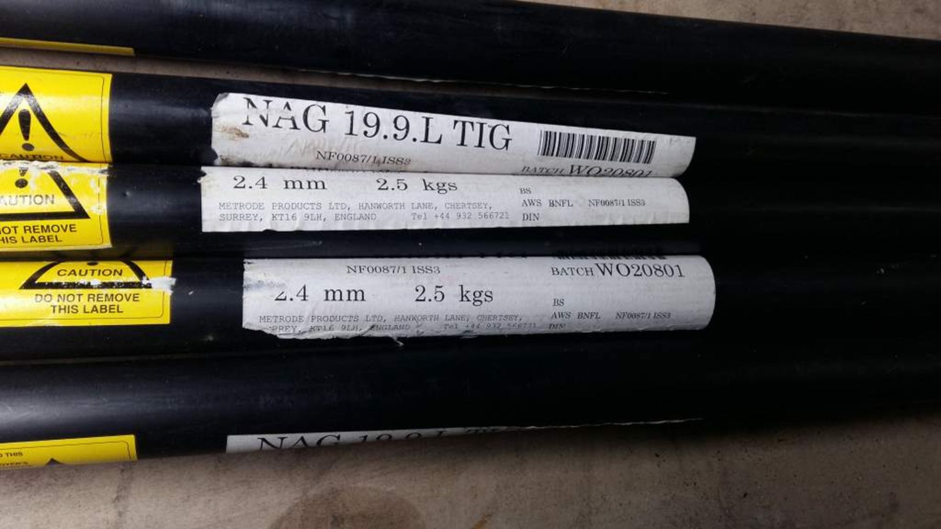 Welding rods - MAG 19.9.L TIG - 2.4mm - 2.5kgs - 5 packs - Image 2 of 2