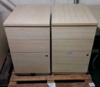 2x 3 drawer wooden cabinets