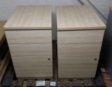 2x 3 drawer wooden cabinets