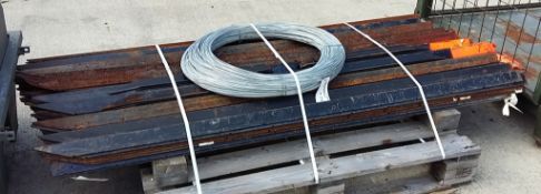 6ft Angle Fence Posts, reel of galvanised wire