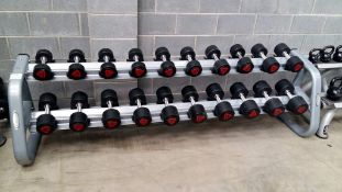 Ziva ZVO 20 piece dumbbell set (8kg-26kg) and Matrix G3-FW91 10 pair dumbell rack