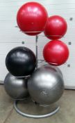 7pcs Dura ball / stability ball (3x55cm, 1x65cm, 3x75cm) and rack