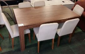 Wooden dining table & 6 chairs