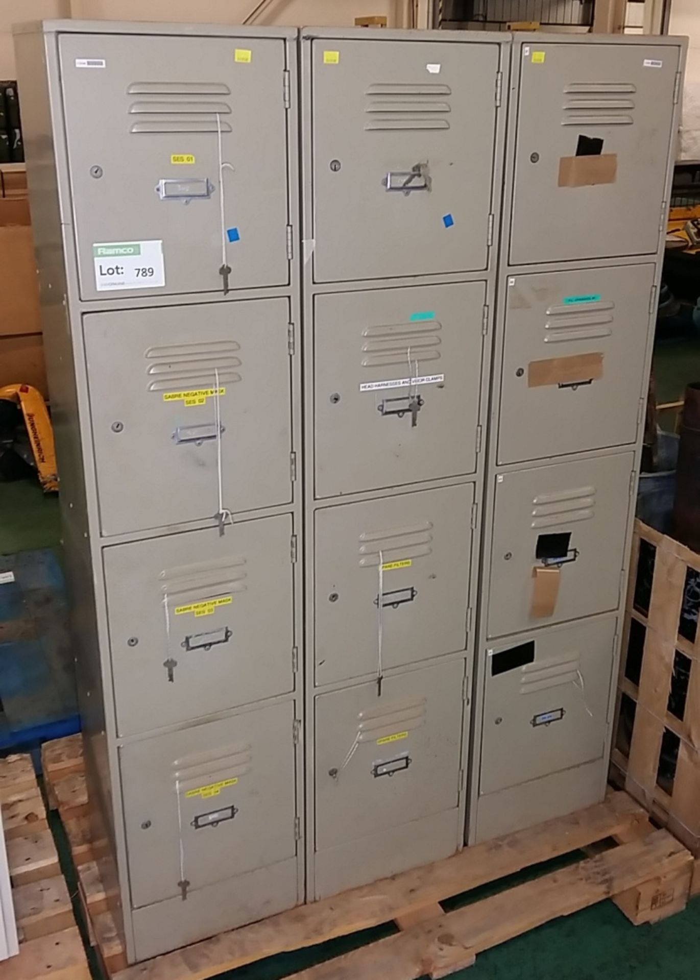 3x 4 compartment personnel lockers