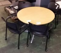 Round table, 2 Herman Miller mobile chairs