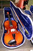 Violin in case - only 3 strings & bow in case
