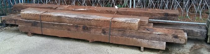 9x Various lengths of heavy duty wooden sleepers