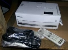 Epson EB-W8D LCD Projector with internal DVD drive, remote and cables