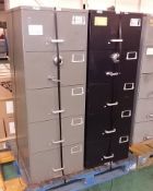 2x 4 drawer filing cabinets (combination unknown)