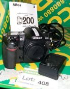 Nikon D200 camera body, Nikon MH-21 quick charger