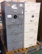 2x 4 drawer filing cabinets (combination unknown)