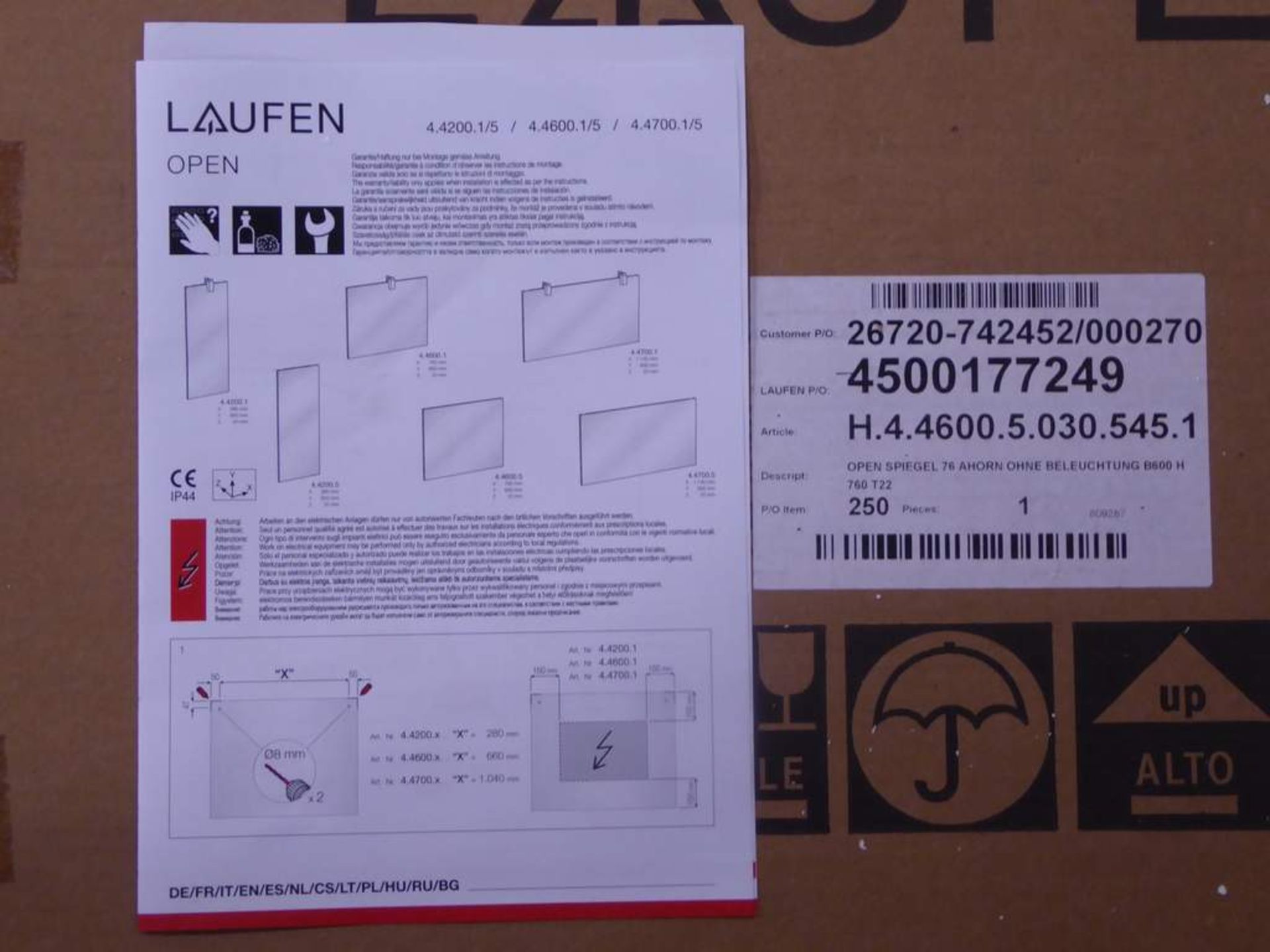 6x Laufen 60 x76cm wall mounted mirror - Image 3 of 3