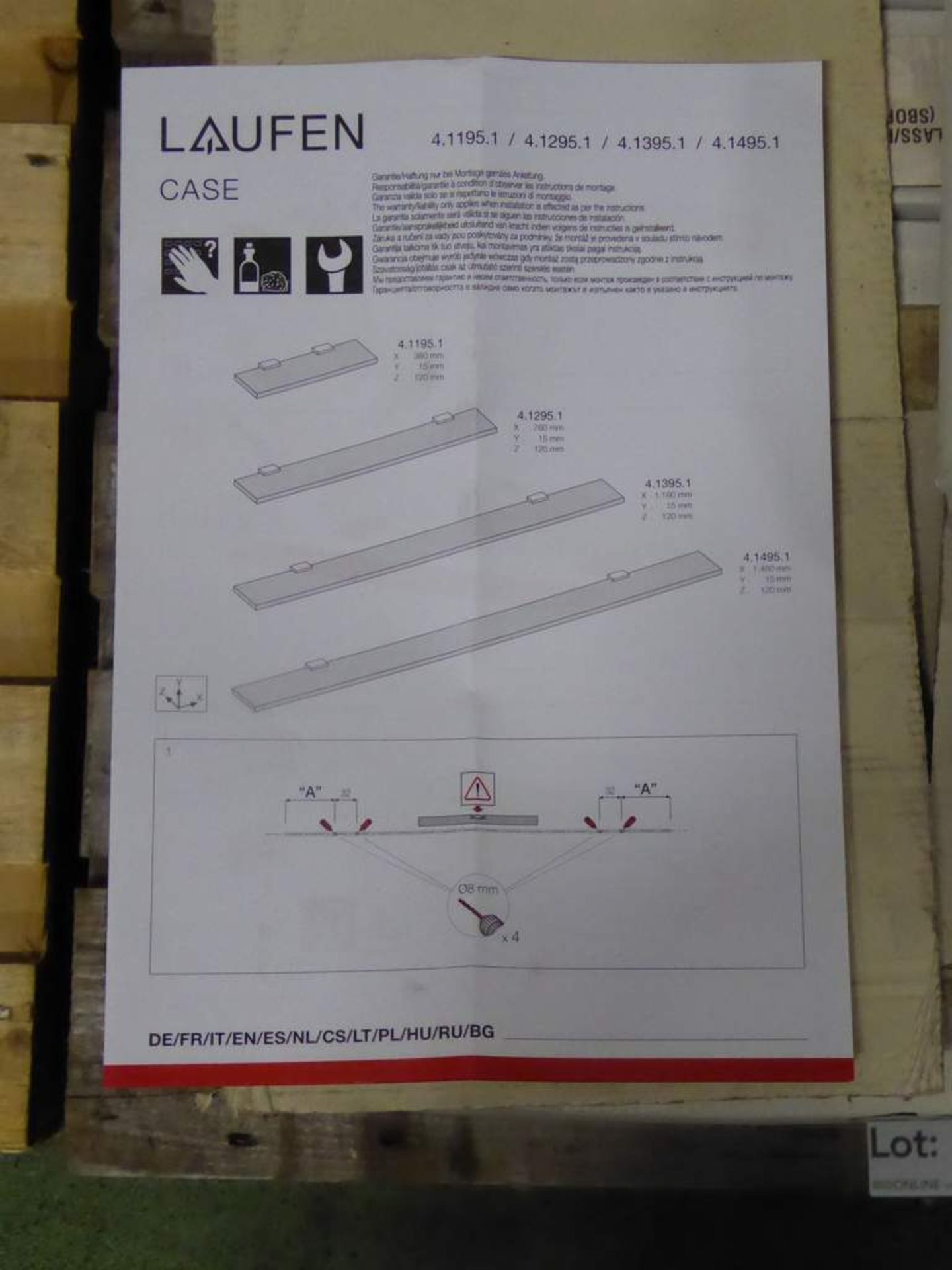 3x Laufen glass shelves 12 x 148 cm - Image 2 of 3