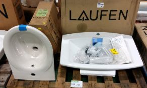 Laufen Mylife 75 washbasin & Laufen Pergamon toilet pan