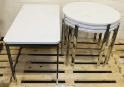 Rectangular table & 3 round tables