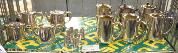 EPNS - 3x Tea pots, 7x Coffee pots, 8x Salt shakers
