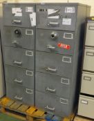 2x 5 drawer combination filing cabinets (combination unknown)