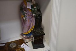 A 19th century bronze figure of The Madonna, possibly Our Lady of Guadalupe, modelled standing in