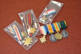 A group of George V and George VI, World Wars I and II miniature dress medals